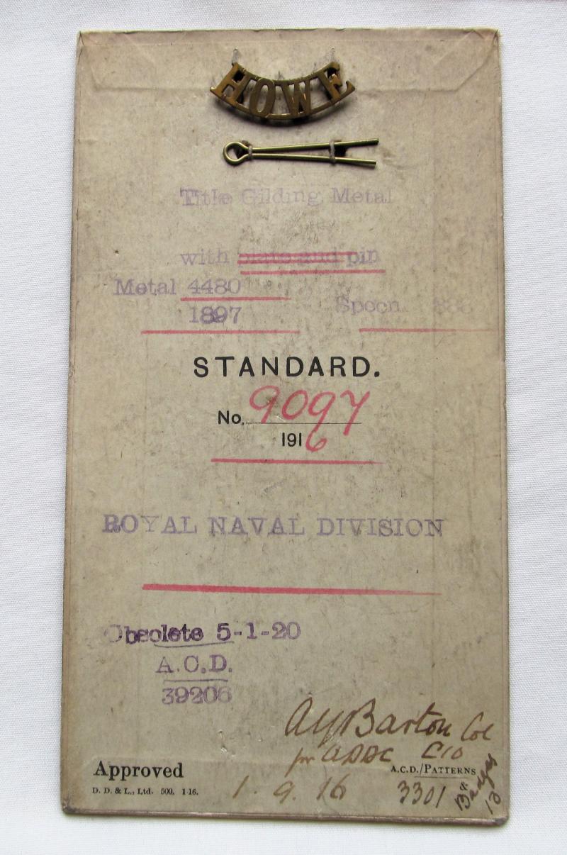 Royal Naval Division Howe Battalion 1916